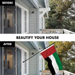 Load image into Gallery viewer, G128 Combo Pack: 6 Ft Tangle Free Spinning Flagpole (Black) &amp; United Arab Emirates Flag 3x5 Ft Printed 150D Polyester, Brass Grommets (Flag Included) Aluminum Flag Pole