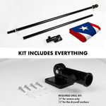 Load image into Gallery viewer, G128 Combo Pack: 6 Ft Tangle Free Spinning Flagpole (Black) &amp; Puerto Rico Flag 3x5 Ft Embroidered 220GSM Spun Polyester, Brass Grommets (Flag Included) Aluminum Flag Pole