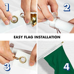 Load image into Gallery viewer, G128 Combo Pack: 5 Ft Tangle Free Aluminum Spinning Flagpole (White) &amp; Solid Dark Green Color Flag 2x3 Ft, LiteWeave Pro Series Printed 150D Polyester  Pole with Flag Included