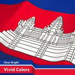 Load image into Gallery viewer, G128 5 Pack: Cambodia Cambodian Flag  3x5 Ft  LiteWeave Pro Series Printed 150D Polyester  Country Flag, Indoor/Outdoor, Vibrant Colors, Brass Grommets, Thicker and More Durable Than 100D 75D Poly