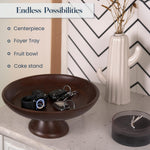 Load image into Gallery viewer, The Fine Living Co. Wooden Fruit Bowl Large Serving Platter for Dessert Round Shaped Serving Bowl for Cake Snacks Acacia Wood Bowls for Centrepiece Wedding Walnut 12 x2