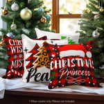 Load image into Gallery viewer, G128 Christmas Decoration Farmhouse Pine Spruce Waterproof Throw Pillow Covers  18 x 18 in  Set of 4, Beautiful Cushion Covers for Christmas Sofa Couch Decoration