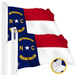 Load image into Gallery viewer, G128 2 Pack: North Carolina State Flag  2.5x4 Ft  StormFlyer Series Embroidered 220GSM Spun Polyester  Embroidered Design, Indoor/Outdoor, Brass Grommets, Heavy Duty, All Weather