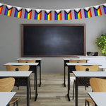 Load image into Gallery viewer, G128 LGBT Progress Rainbow Pride Bunting Banner  Flag 8.2 x 5.5 Inch, Full String 33 Feet  Printed 150D Polyester, Decorations For Bar, School, Festival Events Celebration