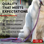 Load image into Gallery viewer, Recycled Cotton Dog Leash 6 Ft x 1 inch Purple Eco Friendly Collar for Medium &amp;