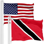 Load image into Gallery viewer, G128 Combo Pack: American USA Flag 3x5 Ft &amp; Trinidad and Tobago Flag 3x5 Ft  Both LiteWeave Pro Series Printed 150D Polyester, Brass Grommets