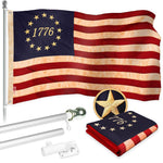 Load image into Gallery viewer, Combo Pack 6 Ft Tangle Free Aluminum Spinning Flagpole Silver Betsy Ross 1776
