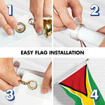 Load image into Gallery viewer, Combo Pack 6 Ft Tangle Free Aluminum Spinning Flagpole White Guyana Guyanese
