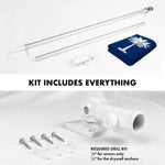 Load image into Gallery viewer, G128 Combo Pack: 6 Ft Tangle Free Spinning Flagpole (Silver) &amp; South Carolina Flag 3x5 Ft Embroidered 220GSM Spun Polyester, Brass Grommets (Flag Included) Aluminum Flag Pole