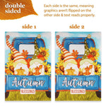 Load image into Gallery viewer, Combo Pack: Garden Flag Stand Black 36 in x 16 in &amp; Garden Flag Fall Decoration Autumn Blessings Gnomes with Pumpkins 12x18 DoubleSided Blockout Fabric