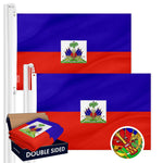 Load image into Gallery viewer, G128 2 PACK: Haiti Haitian Flag 3x5 Ft Double Sided Embroidered 210D Indoor/Outdoor, Brass Grommets, Heavy Duty Polyester