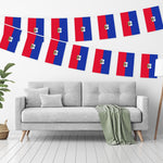 Load image into Gallery viewer, G128 Haiti Haitian Bunting Banner  Flag 8.2 x 5.5 Inch, Full String 33 Feet  Printed 150D Polyester, Decorations For Bar, School, Festival Events Celebration