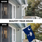 Load image into Gallery viewer, G128 Combo Pack: 5 Ft Tangle Free Spinning Flagpole (Silver) &amp; South Carolina Flag 2.5x4 Ft Embroidered 220GSM Spun Polyester, Brass Grommets (Flag Included) Aluminum Flag Pole