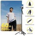 Load image into Gallery viewer, Phone Tripod 62  Selfie Stick for iPhone with Remote and 3W LED Light, Universal Mount, Phone Stand for Recording &amp; Streaming, Tripod for iPhone &amp; Android Phone &amp; Gopro