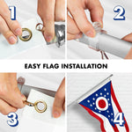 Load image into Gallery viewer, G128 Combo Pack: 5 Ft Tangle Free Aluminum Spinning Flagpole (Silver) &amp; Ohio OH State Flag 2x3 Ft, StormFlyer Series Embroidered 220GSM Spun Polyester  Pole with Flag Included