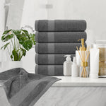 Load image into Gallery viewer, Luxury Hand Towels for Bathroom Hotel Kitchen 16x30 In Set Set of 6 Dark Gray