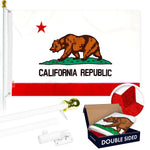 Load image into Gallery viewer, G128  6 Feet Tangle Free Spinning Flagpole (White) California Double Sided Brass Grommets Embroidered 3x5 ft (Flag Included) Aluminum Flag Pole