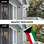 Load image into Gallery viewer, G128 Combo Pack: 6 Ft Tangle Free Aluminum Spinning Flagpole (Silver) &amp; Kuwait Kuwaiti Flag 3x5 Ft, LiteWeave Pro Series Printed 150D Polyester  Pole with Flag Included