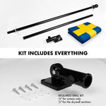 Load image into Gallery viewer, G128 Combo Pack: 6 Feet Tangle Free Spinning Flagpole (Black) Sweden Swedish Flag 3x5 ft Printed 150D Brass Grommets (Flag Included) Aluminum Flag Pole