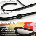 Load image into Gallery viewer, G128 Combo Pack: Garden Flag Stand Black 36 in x 16 in &amp; Garden Flag Spring Decoration Welcome Cow with Flowers 12x18 DoubleSided Burlap Fabric