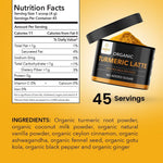 Load image into Gallery viewer, Zealthy Life Turmeric Latte USDA CERTIFIED ORGANIC GOLDEN MILK POWDER WITH CEYLON CINNAMON Non GMO Vegan Keto Gluten free Unsweetened (45 servings)