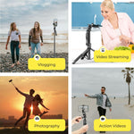 Load image into Gallery viewer, Phone Tripod 62  Selfie Stick for iPhone with Remote and 3W LED Light, Universal Mount, Phone Stand for Recording &amp; Streaming, Tripod for iPhone &amp; Android Phone &amp; Gopro