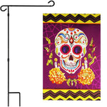 Load image into Gallery viewer, G128 Combo Pack: Garden Flag Stand Black 36 in x 16 in &amp; Garden Flag Day of the Dead Decoration Sugar Skull 12x18 DoubleSided Blockout Fabric