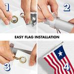 Load image into Gallery viewer, G128 Combo Pack: 6 Ft Tangle Free Aluminum Spinning Flagpole (Silver) &amp; Liberia Liberian Flag  3x5 Ft LiteWeave Pro Series Printed 150D Polyester  Pole with Flag Included