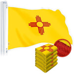 Load image into Gallery viewer, G128 5 Pack: New Mexico NM State Flag  3x5 Ft  Embroidered 220GSM SPUN POLYESTER  Embroidered Stars, Sewn Stripes, Brass Grommets, Indoor/Outdoor, Vibrant Colors, Heavy Duty SPUN POLYESTER