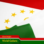 Load image into Gallery viewer, G128 Tajikistan Tajikistani Flag  3x5 Ft  LiteWeave Pro Series Printed 150D Polyester  Country Flag, Indoor/Outdoor, Vibrant Colors, Brass Grommets, Thicker and More Durable Than 100D 75D Polyester