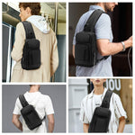Load image into Gallery viewer, Sling Bag for Men Black Crossbody Bag with USB Charging Port Fits 10.2 inch iPad