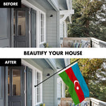 Load image into Gallery viewer, G128 Combo Pack: 6 Ft Tangle Free Aluminum Spinning Flagpole (Black) &amp; Azerbaijan Azerbaijanis Azeris Flag  3x5 Ft LiteWeave Pro Series Printed 150D Polyester  Pole with Flag Included