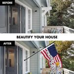 Load image into Gallery viewer, G128 Combo Pack: 6 Ft Tangle Free Aluminum Spinning Flagpole (Black) &amp; American USA Proud and Free Eagle Flag Flag 3x5 Ft, LiteWeave Pro Series Printed 300D Polyester  Pole with Flag Included
