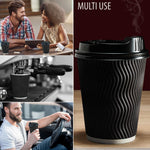 Load image into Gallery viewer, Insulated Disposable Coffee Cups with Lids &amp; Straws 12 oz 100 Packs Black Cups