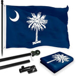 Load image into Gallery viewer, G128 Combo Pack: 6 Feet Tangle Free Spinning Flagpole (Black) South Carolina SC State Flag 3x5 ft Printed 150D Brass Grommets (Flag Included) Aluminum Flag Pole