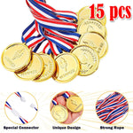 Load image into Gallery viewer, 210 Pcs Sports Party Favors for Kids with Golden Winner Awards Medals Wristbands