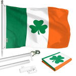 Load image into Gallery viewer, G128  6 Feet Tangle Free Spinning Flagpole (Silver) Ireland SHAMROCK Brass Grommets Printed 3x5 ft (Flag Included) Aluminum Flag Pole
