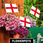 Load image into Gallery viewer, G128 50 Pack Handheld England English Stick Flags  12x18 In  Printed 150D Polyester, Country Flag, Solid Wooden Stick, Spear Gold Tip