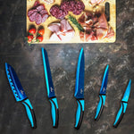 Load image into Gallery viewer, Kitchen Knife Set Professional Titanium Coated Stainless Steel Blades Dishwasher Safe Safety Sheaths 5 Knives