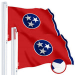 Load image into Gallery viewer, G128 2 Pack: Tennessee TN State Flag  2.5x4 Ft  StormFlyer Series Embroidered 220GSM Spun Polyester  Embroidered Design, Indoor/Outdoor, Brass Grommets, Heavy Duty, All Weather