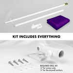 Load image into Gallery viewer, G128 Combo Pack: 5 Ft Tangle Free Aluminum Spinning Flagpole (White) &amp; Solid Purple Color Flag 2x3 Ft, LiteWeave Pro Series Printed 150D Polyester  Pole with Flag Included