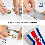 Load image into Gallery viewer, G128 Combo Pack: 6 Feet Tangle Free Spinning Flagpole (Silver) Costa Rica Costa Rican Flag 3x5 ft Printed 150D Brass Grommets (Flag Included) Aluminum Flag Pole