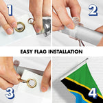 Load image into Gallery viewer, G128 Combo Pack: 6 Ft Tangle Free Aluminum Spinning Flagpole (Silver) &amp; Tanzania Tanzanian Flag  3x5 Ft, LiteWeave Pro Series Printed 150D Polyester  Pole with Flag Included