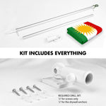 Load image into Gallery viewer, G128 Combo Pack: 6 Ft Tangle Free Aluminum Spinning Flagpole (Silver) &amp; Kurdistan Region Flag 3x5 Ft, LiteWeave Pro Series Printed 150D Polyester  Pole with Flag Included