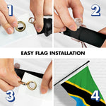 Load image into Gallery viewer, G128 Combo Pack: 6 Ft Tangle Free Aluminum Spinning Flagpole (Black) &amp; Tanzania Tanzanian Flag  3x5 Ft, LiteWeave Pro Series Printed 150D Polyester  Pole with Flag Included