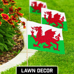 Load image into Gallery viewer, G128 24 Pack Handheld Wales Welsh Stick Flags  12x18 In  Printed 150D Polyester, Country Flag, Solid Wooden Stick, Spear Gold Tip