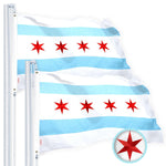 Load image into Gallery viewer, G128 Chicago Flag 4x6 Ft 2Pack Heavy Duty Spun Polyester 220GSM Embroidered Tough, Durable, Indoor/Outdoor, Vibrant Colors, Brass Grommet