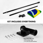 Load image into Gallery viewer, G128 Combo Pack: 6 Ft Tangle Free Aluminum Spinning Flagpole (Black) &amp; Brazil Brazilian Flag 3x5 Ft, Double ToughWeave Series Double Sided Embroidered 210D Polyester  Pole with Flag Included