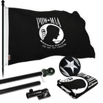 Load image into Gallery viewer, G128 Flag Pole 6 FT Black Tangle Free &amp; POW MIA Flag Emb 3x5 FT Combo Embroidered Spun Polyester