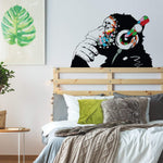 Load image into Gallery viewer, Thinking Monkey Sticker Art Vinyl Street Wall Decal Chimp Graffiti Decal 24x16